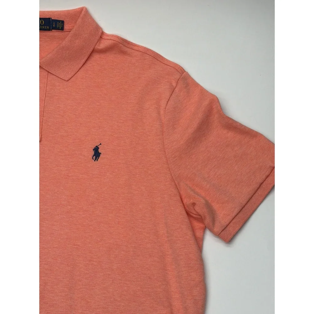 Polo Ralph Lauren Mens Large Heather Orange Short Sleeve Cotton Polo Shirt Large